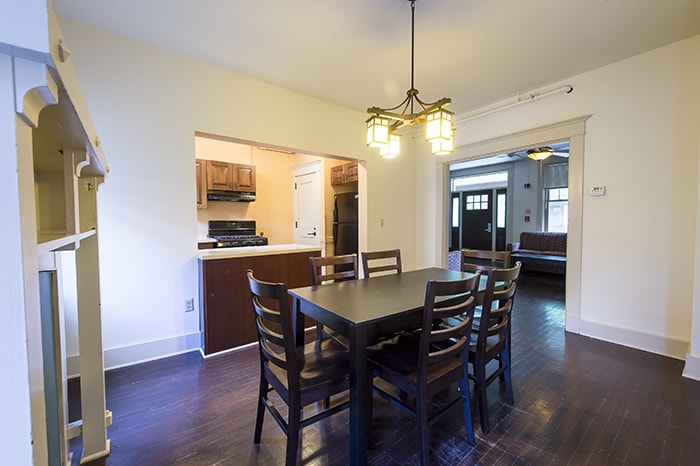 Roselawn Houses Kitchen and Dining Room - dining table looking into living room and kitchen